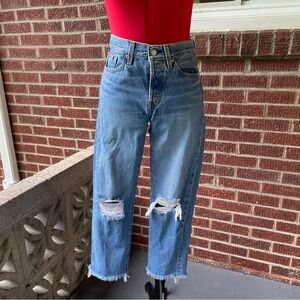 Levi's Women's Wedgie Straight Distressed Cropped Jeans - size 26